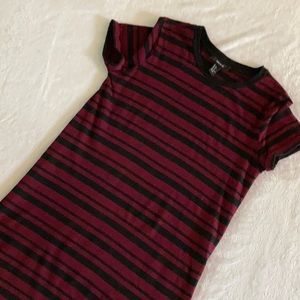 Maroon and black striped Tshirt dress